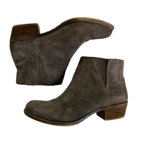 Lucky Brand Ankle Booties Benissa Suede Leather Slip On Boots Size 7.5 Comfort - Picture 8 of 15